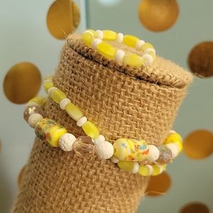 Vintage Yellows Aromatherapy Bracelet Set